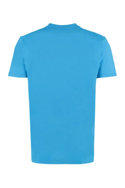 Shop Dsquared2 Printed Stretch Cotton T-shirt In Blue