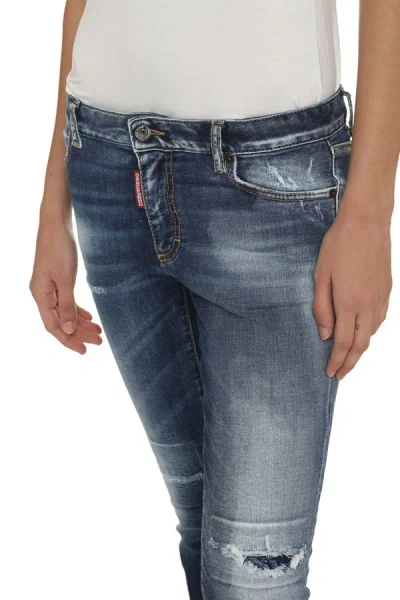 Shop Dsquared2 Stretch Cotton Cropped Jeans In Denim