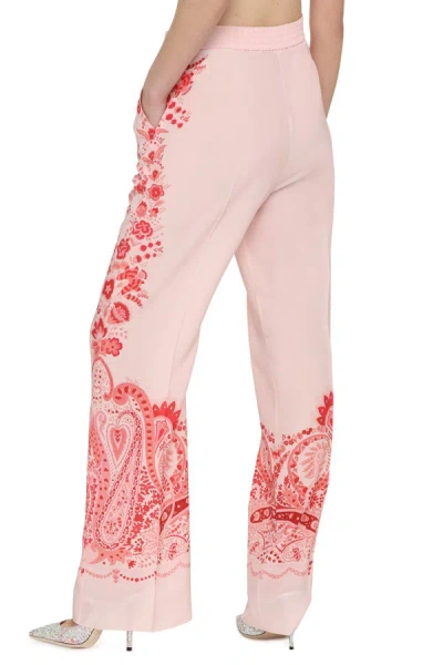 Shop Etro Printed Silk Pants In Pink