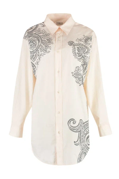 Shop Etro Silk-cotton Blend Shirt In Ivory