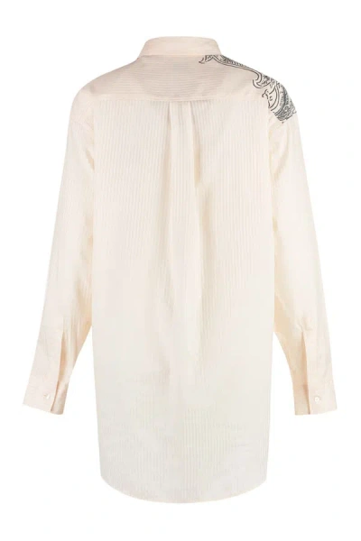 Shop Etro Silk-cotton Blend Shirt In Ivory