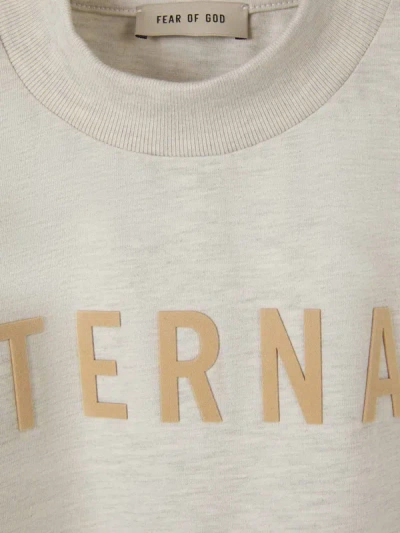 Shop Fear Of God Embossed Logo T-shirt In Taupe
