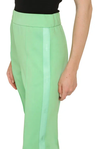 Shop Fendi Logoed Side Stripes Track-pants In Green