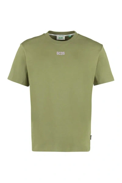 Shop Gcds Cotton Crew-neck T-shirt In Green