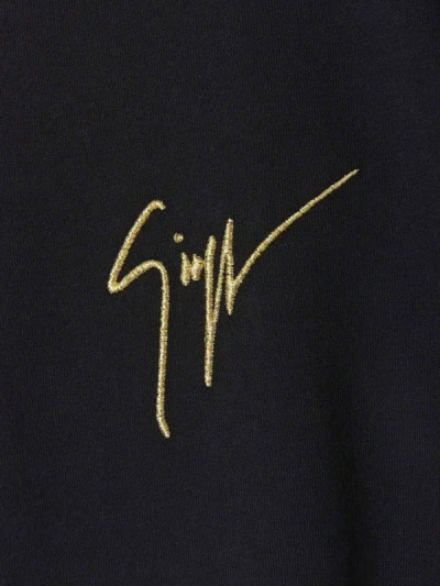 Shop Giuseppe Zanotti Embroidered Logo T-shirt In Negre