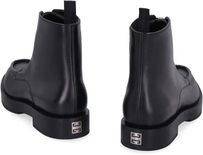 Shop Givenchy Squared Leather Ankle Boots In Black