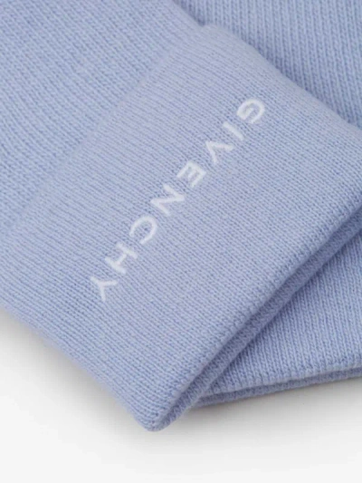 Shop Givenchy Wool Knitted Gloves In Sky Blue