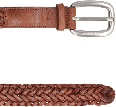 Shop Golden Goose Houston Woven Leather Belt In Brown