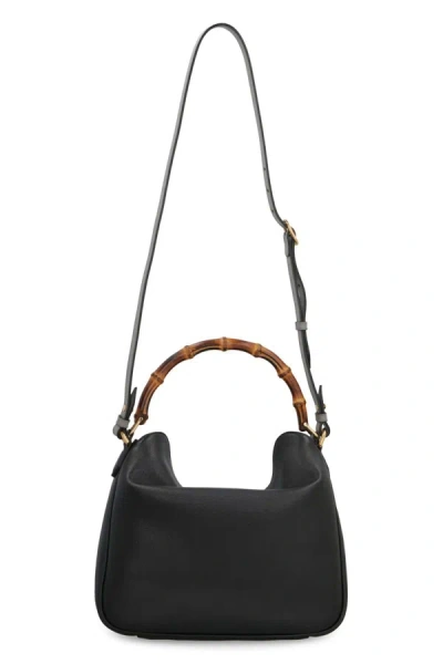 Shop Gucci Diana Leather Shoulder Bag In Black