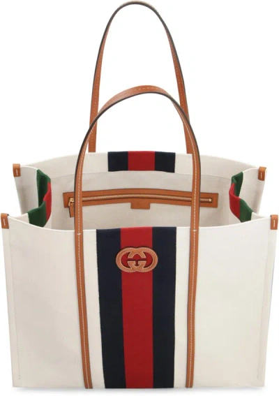 Shop Gucci Interlocking G Tote Bag In White
