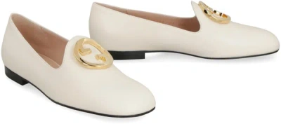 Shop Gucci Leather Ballet Flats In White