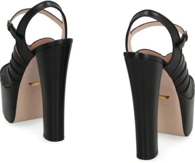 Shop Gucci Leather Platform Sandals In Animalier