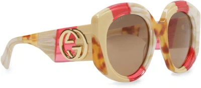 Shop Gucci Oversize Sunglasses In Panna