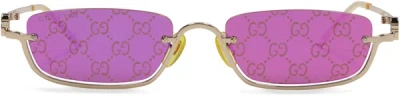 Shop Gucci Rectangular Frame Sunglasses In Purple
