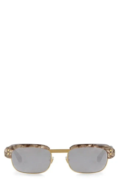 Gucci Multicolor Rectangular Sunglasses In Brown
