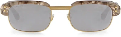 Gucci Multicolor Rectangular Sunglasses In Brown