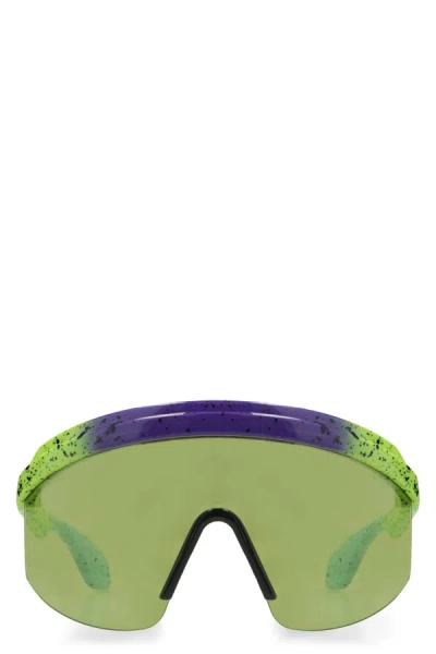 Shop Gucci Visor Sunglasses In Green