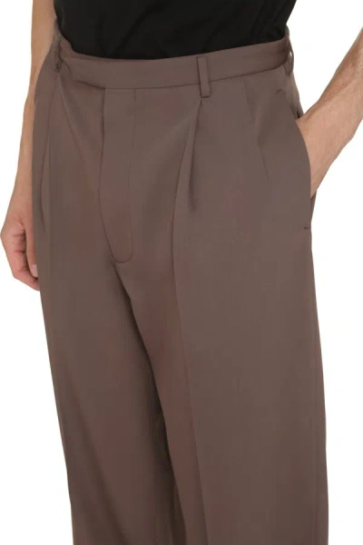 Shop Gucci Wool Tailored Trousers In Brown