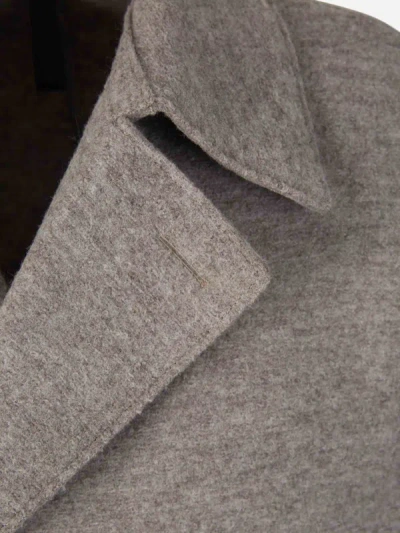 Shop Harris Wharf London Double-breasted Wool Coat In Welt Pockets