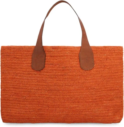 Shop Ibeliv Lakana Raffia Tote Bag In Orange