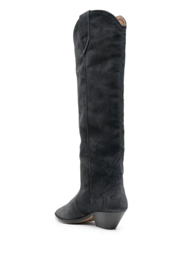 Shop Isabel Marant Denvee Suede Leather Boots In Black