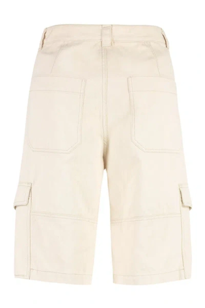Shop Isabel Marant Enory Cotton Cargo-shorts In Ecru