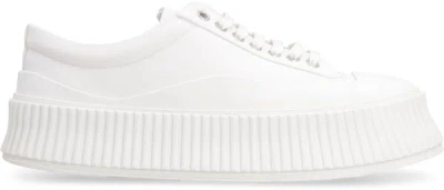 Shop Jil Sander Canvas Chunky Sneakers In White