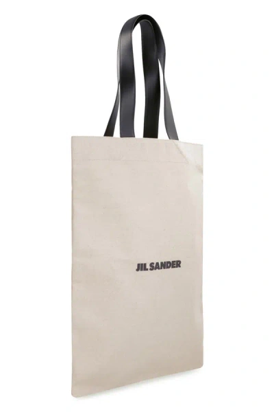 Shop Jil Sander Canvas Tote Bag In Ecru