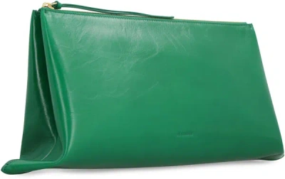 Shop Jil Sander Leather Clutch In Green
