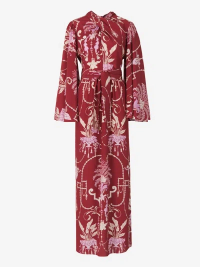 Shop Johanna Ortiz Plants Tunic Dress In Terracotta And Light Pink