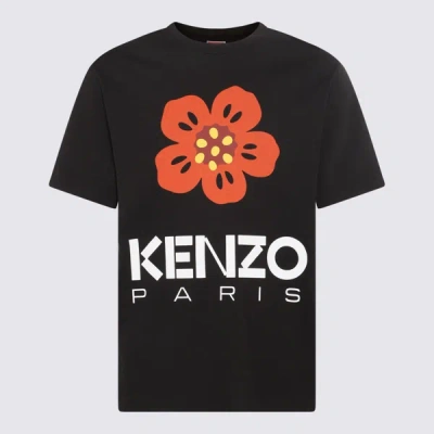 Shop Kenzo Black Multicolour Cotton Boke Flower T-shirt