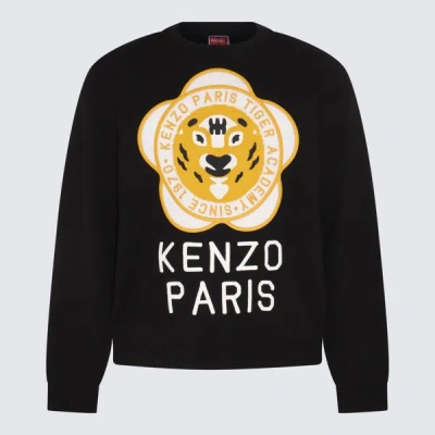 Shop Kenzo Black, White And Yellow Wool-cotton Blend Jumper