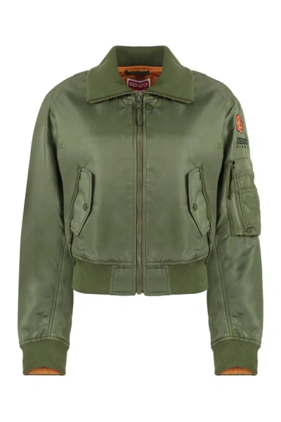 Shop Kenzo Nylon Bomber Jacket In Green
