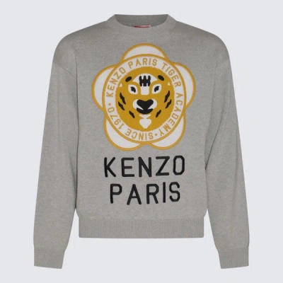 Shop Kenzo Pale Grey Wool-cotton Blend Jumper
