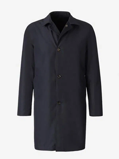 Shop Kired Reversible Cashmere Coat In Blau Nit