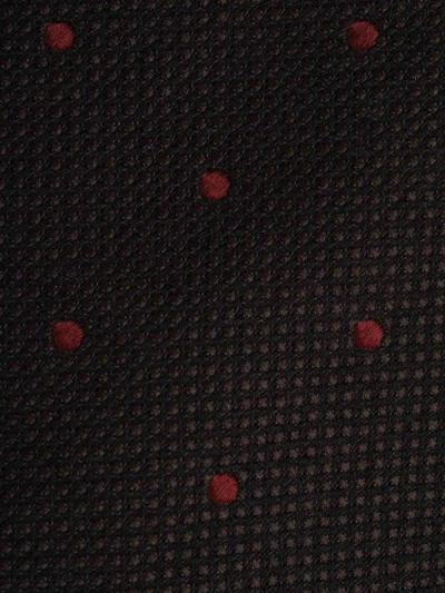 Shop Kiton Dot Motif Tie In Brown And Red