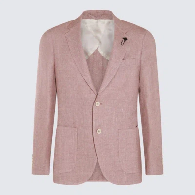 Shop Lardini Light Pink Linen Blazer