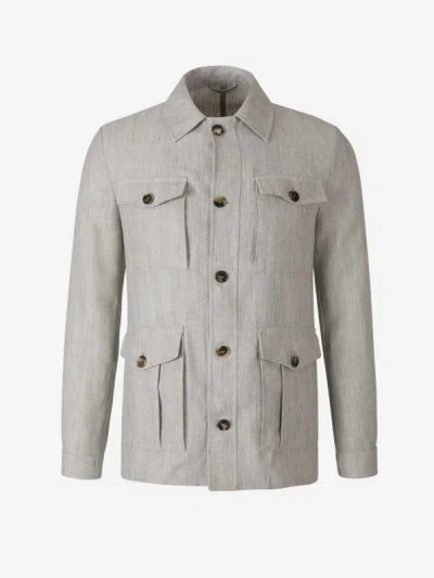 Shop Luigi Borrelli Linen And Wool Jacket In Light Gray