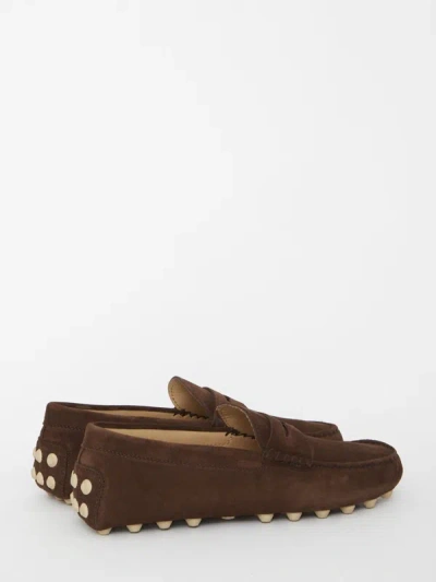 Tod's Man Loafers Chocolate Brown Size 7.5 Leather In Multi
