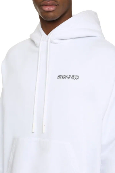 Shop Marcelo Burlon County Of Milan Logo Cotton Hoodie In White