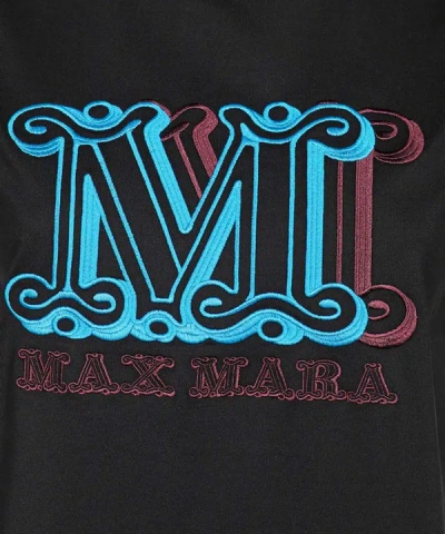 Shop Max Mara Agro Cotton Crew-neck T-shirt In Black