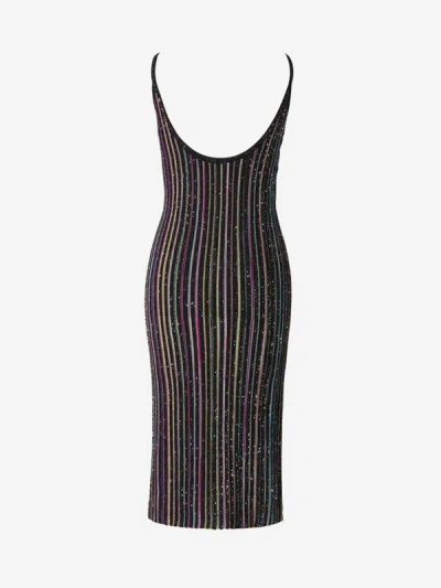 Shop Missoni Glitter Striped Dress In Black And Multi