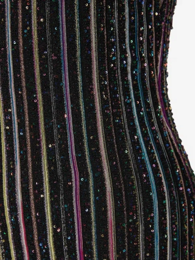 Shop Missoni Glitter Striped Dress In Black And Multi