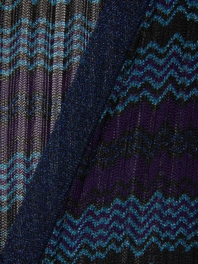 Shop Missoni Zig-zag Motif Cardigan In Blue And Purple