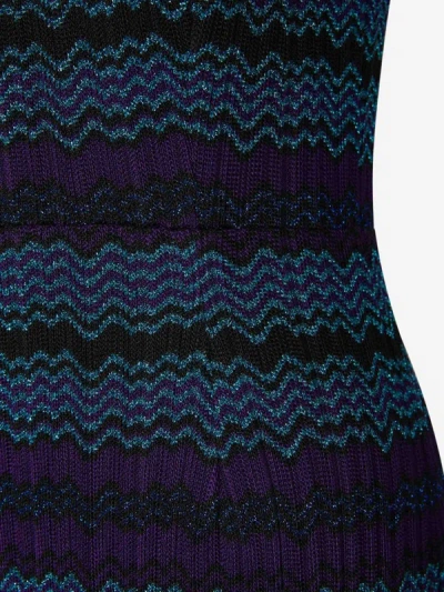 Shop Missoni Zig-zag Knitted Dress In Blue
