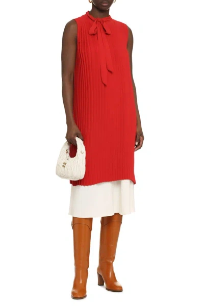 Shop Mm6 Maison Margiela Pleated Layered Dress In Red
