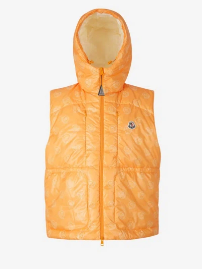 Shop Moncler Bandana Padded Vest In Orange