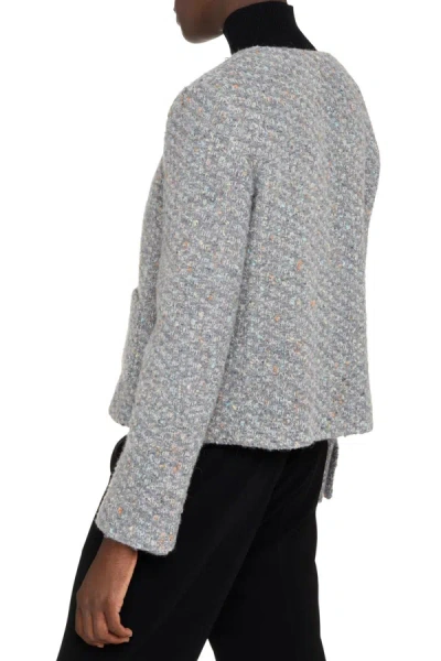 Shop Moschino Boucle Wool Jacket In Grey