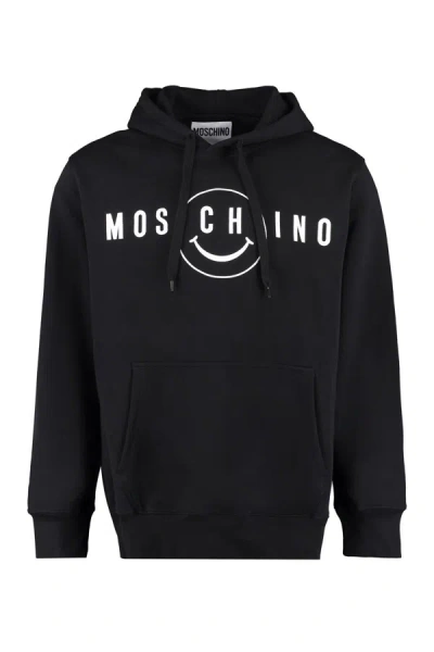 Shop Moschino Cotton Hoodie In Black