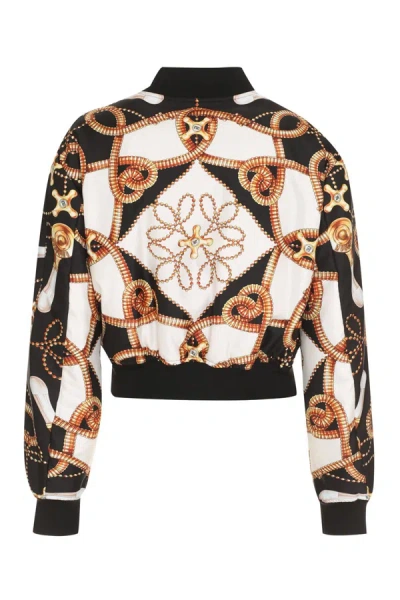 Shop Moschino Printed Bomber Jacket In Black